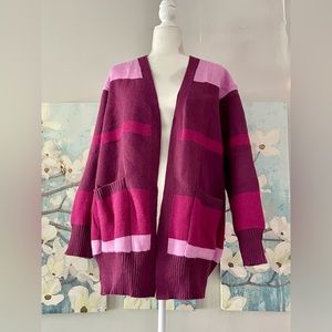 LuLaRoe Peyton Striped Pink and Purple Cardigan Sweater